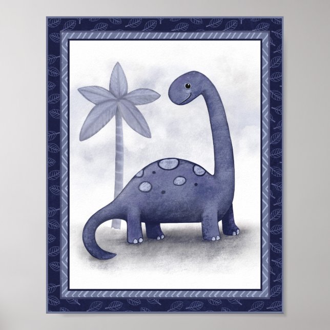 Little Roar Dinosaur - Brachiosaurus Nursery Art Poster (Front)