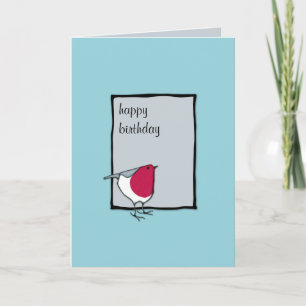 Little Robin gray Birthday Card