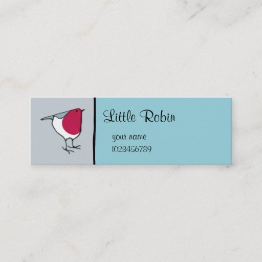 Customizable Little Robin grey small Business Card