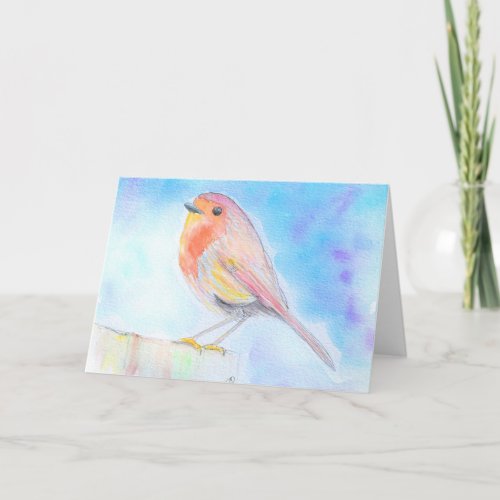 Little Robin Watercolour Painting Card