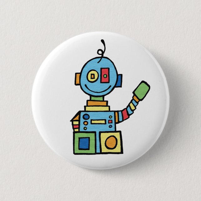 Little Robot Pinback Button (Front)