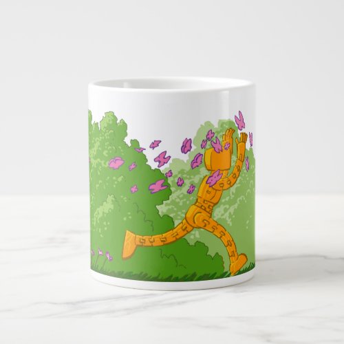 Little Robot Scared of Butterflies Giant Coffee Mug