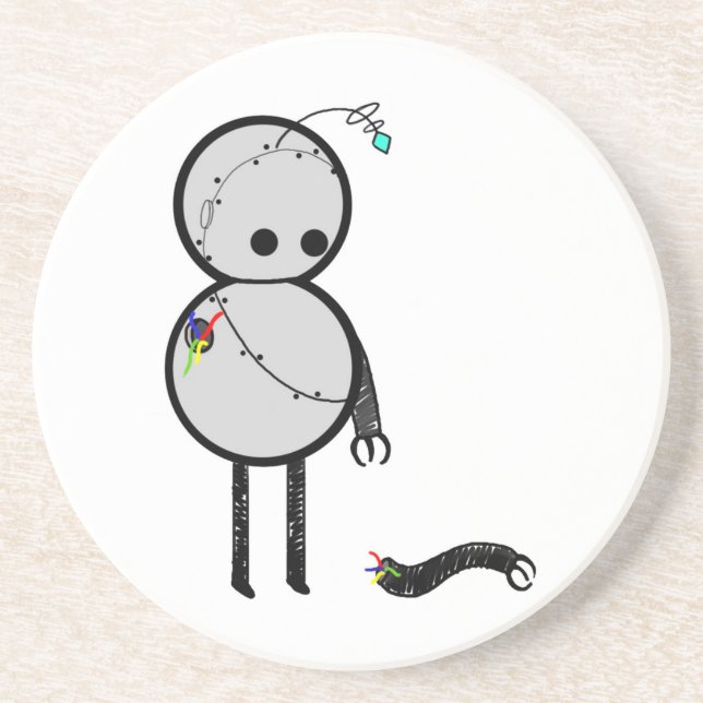 Little robot with broken arm coaster (Front)