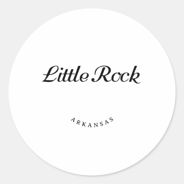 Little Rock Arkansas Black Font Classic Round Sticker (Front)