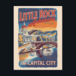 Little Rock Arkansas Painterly Travel Art Vintage Postcard<br><div class="desc">Little Rock retro vector travel design. Little Rock,  the capital of Arkansas,  is a city on the Arkansas River. It’s home to the William J. Clinton Presidential Library and Museum.</div>