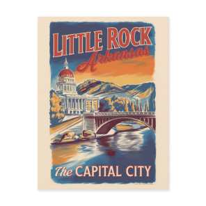 Little Rock Arkansas Painterly Travel Art Vintage Postcard