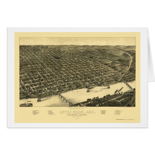 Little Rock, Arkansas Panoramic Map - 1887 Cards (Front Horizontal)