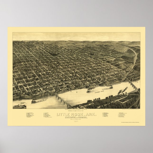Little Rock, Arkansas Panoramic Map - 1887 Poster (Front)