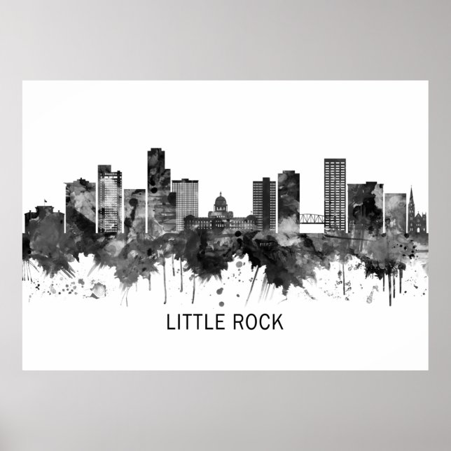 Little Rock Arkansas Skyline BW Poster (Front)