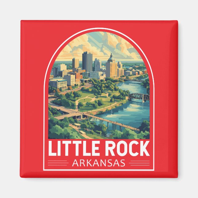 Little Rock Arkansas Travel Art Emblem Magnet (Front)