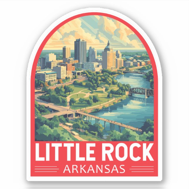 Little Rock Arkansas Travel Art Emblem Sticker (Front)