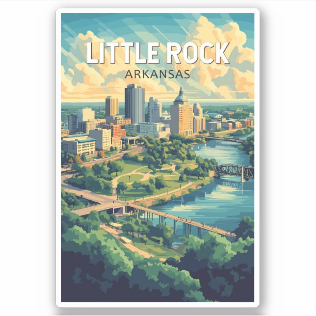 Little Rock Arkansas Travel Art Vintage Sticker (Front)