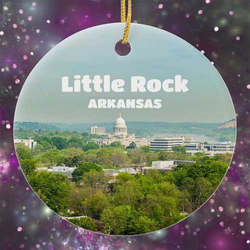 Little Rock Arkansas View with Capitol Ceramic Ornament