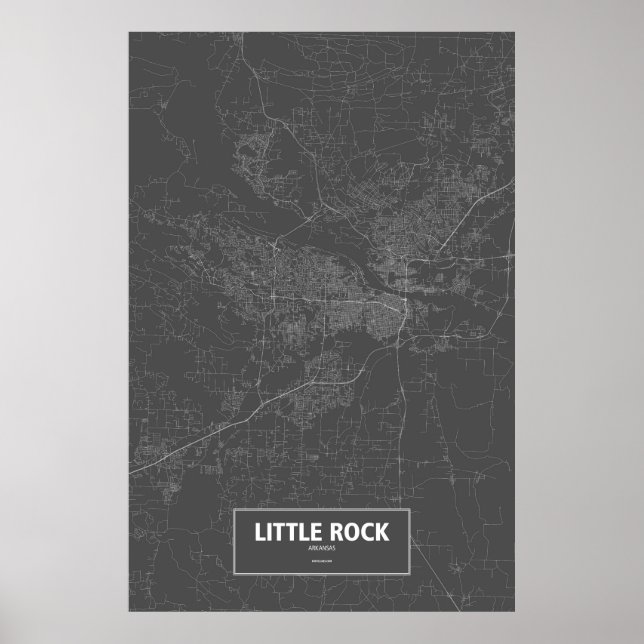 Little Rock, Arkansas (white on black) Poster (Front)