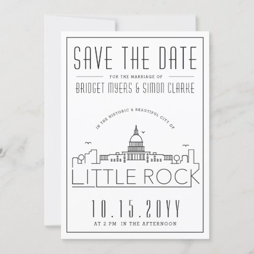 Little Rock  DC  Stylized Skyline Save the Date Invitation