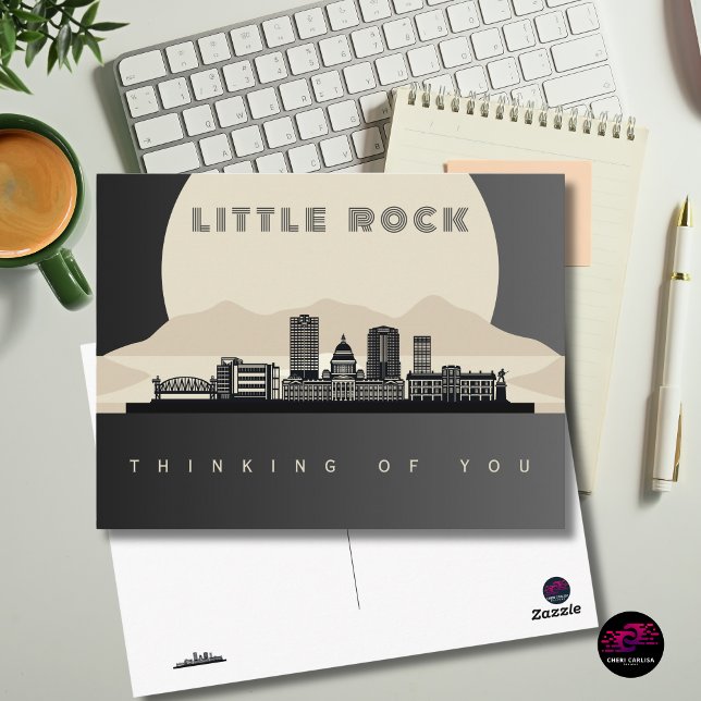 Little Rock Skyline Thinking of You Postcard (Designed like a print, sent like a note.)