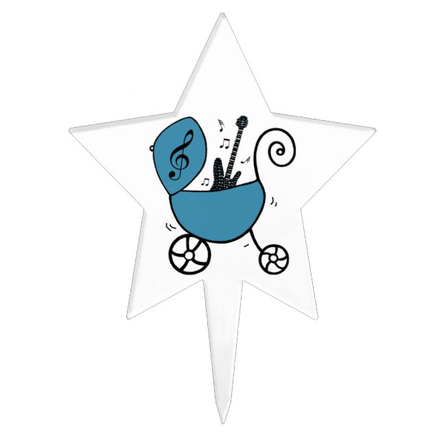 "Little Rock Star" Baby Boy Cake Topper (Front)