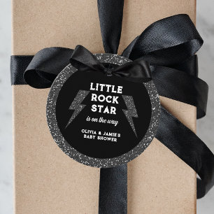 Little Rock Star Black Glitter Baby Shower Favor Tags