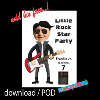 Little Rock Star Guitar Birthday Invitation by Whimzazzical at Zazzle