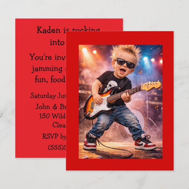Little Rock Star Party Digital Download Invitation (Front/Back)