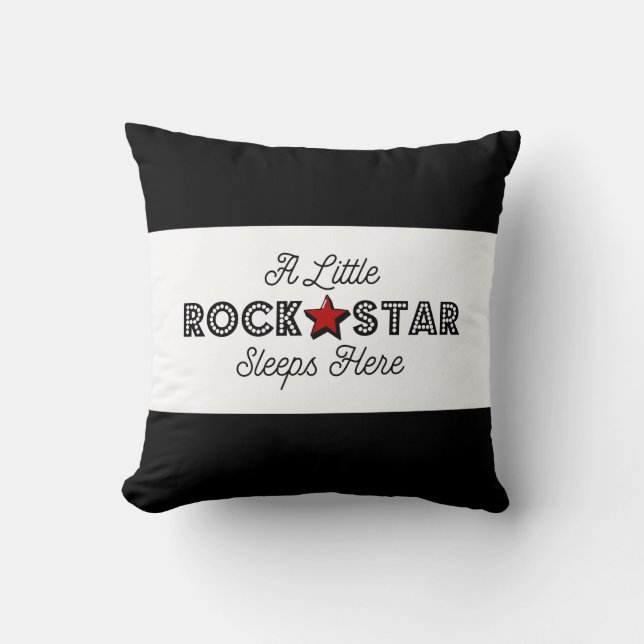 Little Rock Star Rocker Kid Rock and Roll Baby Throw Pillow (Front)
