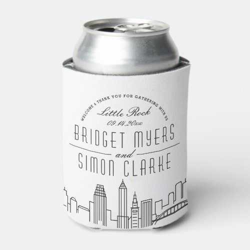 Little Rock Stylized Skyline  Wedding  Can Cooler