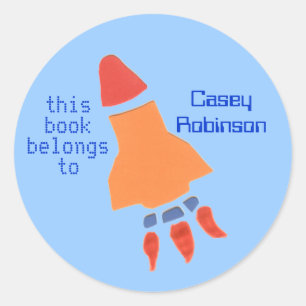 Little rocket bookplate sticker