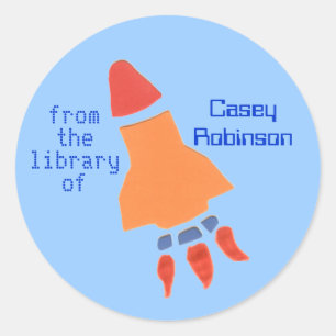 Little rocket bookplate sticker