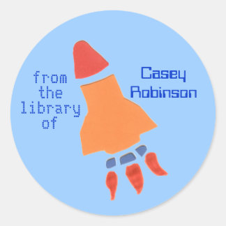 Little rocket bookplate sticker