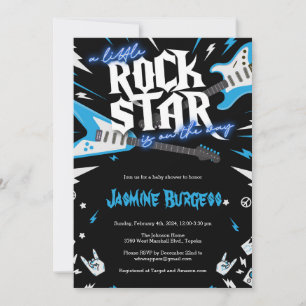 Little Rockstar Baby Shower Invitation, Guitar Invitation