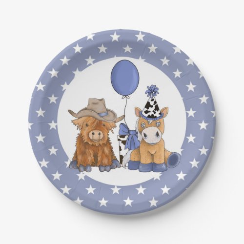 Little Rodeo Birthday Party Plate _ Blue