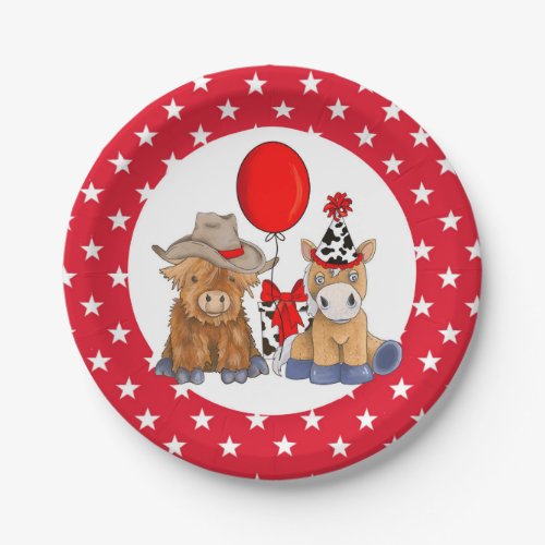 Little Rodeo Birthday Party Plates _  Red Stars