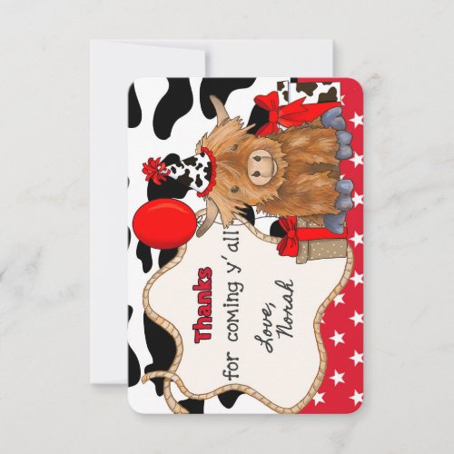 Little Rodeo Birthday Thank You Card _ Red