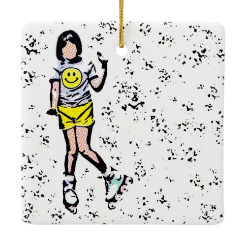 Little Rollerblader Girl  Ceramic Ornament