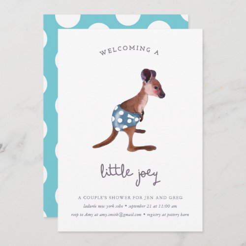 Little Roo in aqua custom text Invitation