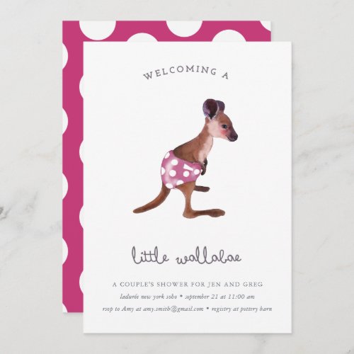 Little Roo in raspberry Invitation