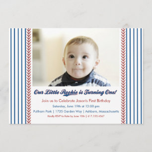 Little Rookie 1st Birthday Baseball Invitation