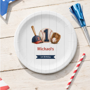 Little Rookie 1st Birthday Baseball Paper Plates