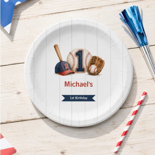 Little Rookie 1st Birthday Baseball Paper Plates