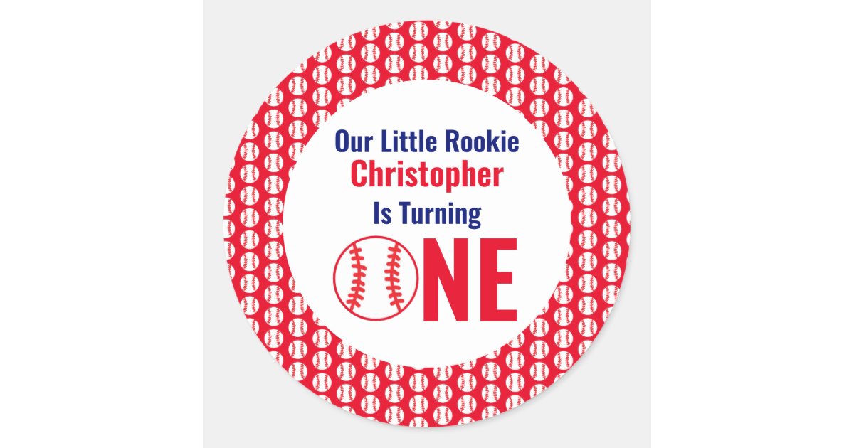 Little Rookie Baseball 1st Birthday Classic Round Sticker Zazzle