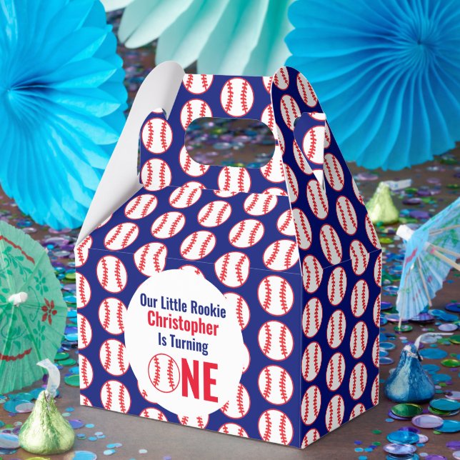 Little Rookie Baseball 1st Birthday Favor Box (Party)