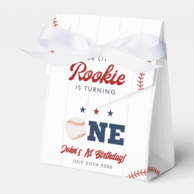 Little Rookie Baseball 1st Birthday Favor Boxes (Front Side)
