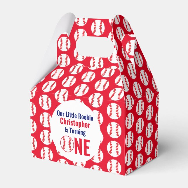 Little Rookie Baseball 1st Birthday Favor Boxes (Front Side)