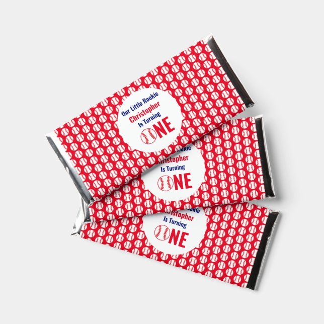 Little Rookie Baseball 1st Birthday Hershey Bar Favors (Front)