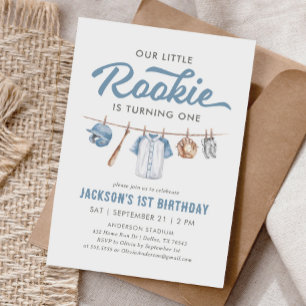 Little Rookie Baseball 1st Birthday Invitation