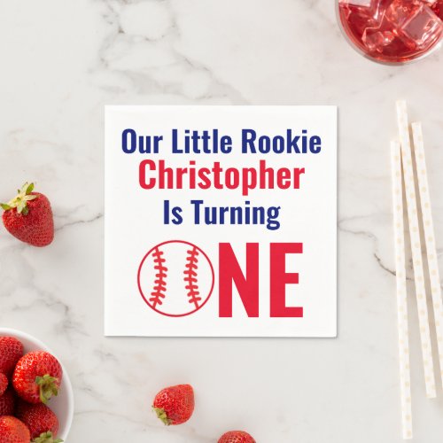 Little Rookie Baseball 1st Birthday Napkins
