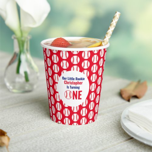 Little Rookie Baseball 1st Birthday Paper Cups