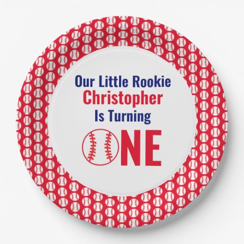 Little Rookie Baseball 1st Birthday Paper Plates