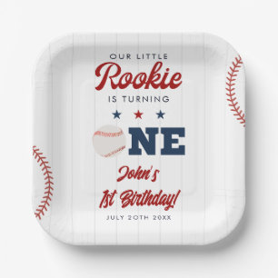 Little Rookie Baseball 1st Birthday Paper Plates