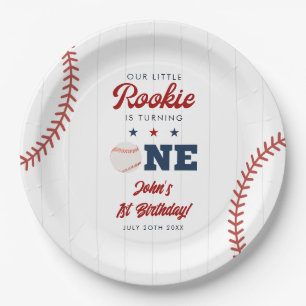 Little Rookie Baseball 1st Birthday Paper Plates